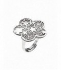 SORTIJA CENTRO FLOR CON FLORES AJUSTABLE LOTUS SILVER - LP1059-3/1