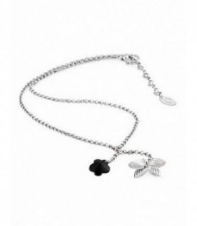 Collar Moments con Mariposa y piedra negra LOTUS SILVER - LP1027-1/2