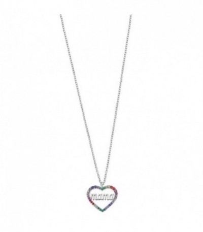 COLLAR CORAZÓN MAMÁ MULTICOLOR LOTUS SILVER - LP3398-1/2
