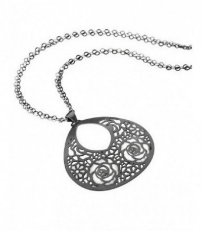 Collar Lágrima Flores Plata IP Rutenio LOTUS SILVER - LP1091-1/1