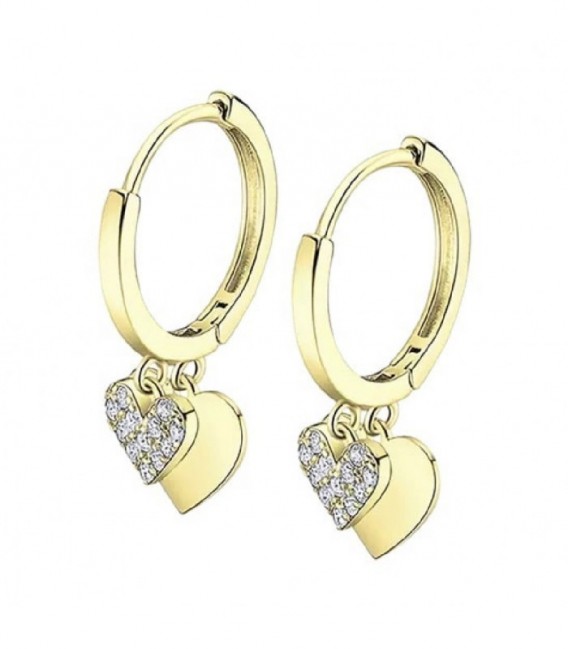 PENDIENTES ARO CORAZONES CHAPADOS ORO LOTUS SILVER - LP3274-4/2