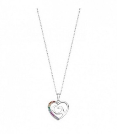COLLAR IT GIRL CORAZON MANOS MULTICOLOR LOTUS SILVER - LP3399-1/2