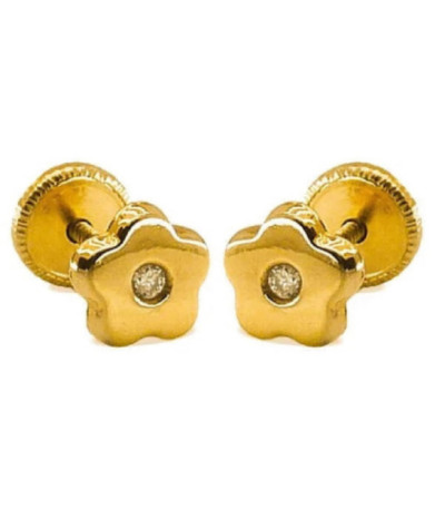 PENDIENTES ORO 18K MARGARITAS Y DIAMANTES - 2879