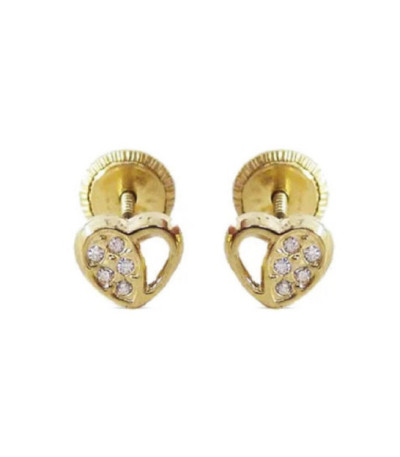 Pendientes Oro 18K para Bebé Corazón Calado - 4674