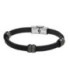 PULSERA ACERO Y PIEL NEGRA TRENZADO LOTUS STYLE - LS1829-2/C