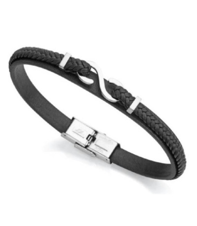 PULSERA HOMBRE ACERO PIEL NEGRA VICEROY FASHION - 14012P01010