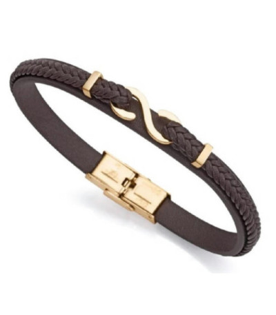 PULSERA HOMBRE DORADO PIEL MARRÓN VICEROY FASHION - 14012P01011
