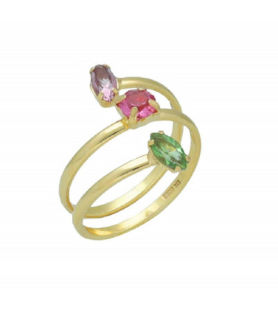 ANILLO DORADO MULTICOLOR VICTORIA CRUZ - A4459-MDA