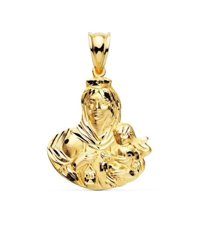 Medalla Oro 18K Virgen del Carmen 24MM Silueta