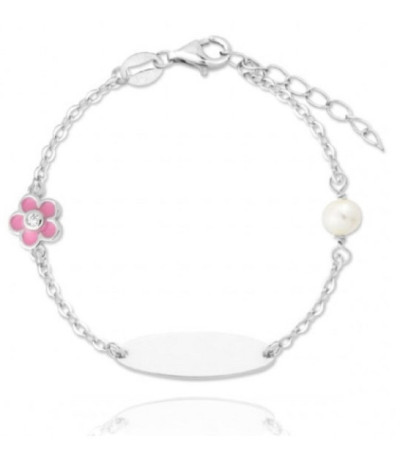 PULSERA ESCLAVA BEBÉ FLOR ROSA - 115571