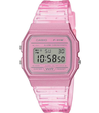 RELOJ ROSA TRANSPARENTE F-91WS CASIO COLLECTION - F-91WS-4EF