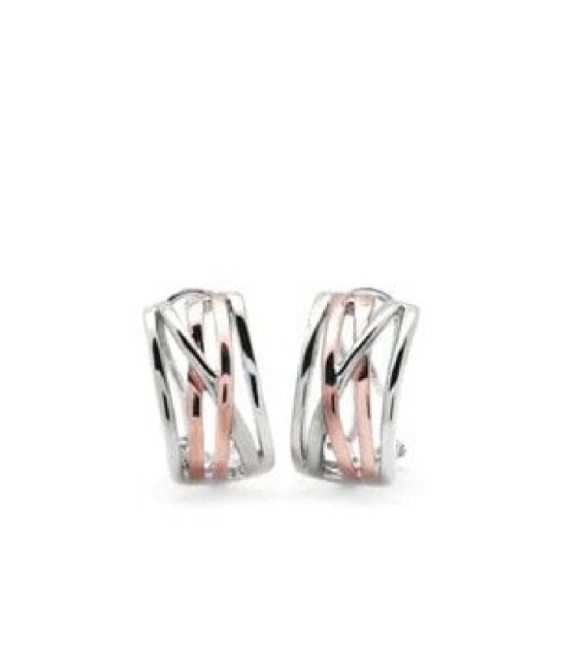 Pendientes bicolor diseño entrelazado de plata y vermeil LINEARGENT - 12614-R-A