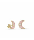 Pendientes pequeños en plata vermeil diseño luna esmalte rosa LINEARGENT - 18701-R-A