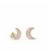Pendientes pequeños en plata vermeil diseño luna esmalte rosa LINEARGENT - 18701-R-A