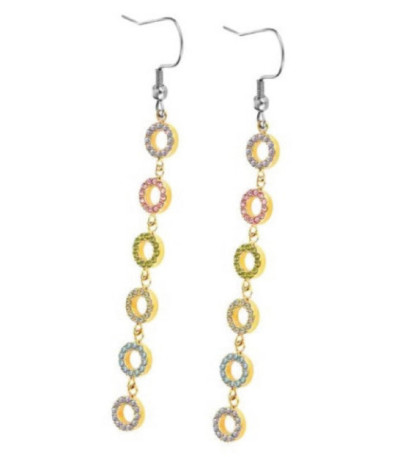 Pendiente Largo Dorado con Piedras Multicolor LOTUS STYLE - LS2318-4/1