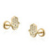 Pendientes Oro 18K Mano de Fátima Ojo Verde - 2301