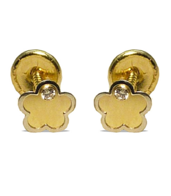 PENDIENTES ORO 18K BICOLOR FLOR 5MM - 3040