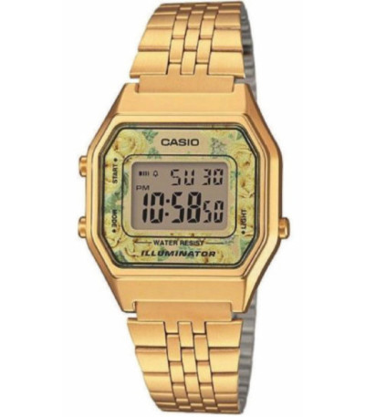 Reloj Casio Vintage Dorado para mujer con esfera de Rosas Amarillas - LA680WEGA-9CEF