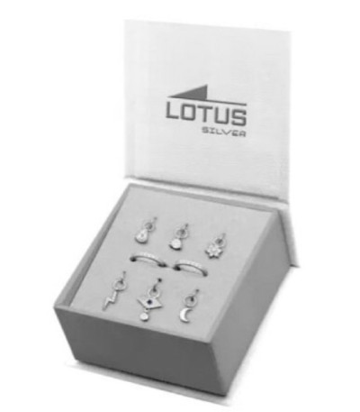 Conjunto de 8 piezas de Aros con charms Lotus Silver - LP3571-6/1