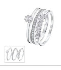 Anillo Triple e independientes con circonitas n14 LOTUS SILVER - LP3510-3/114