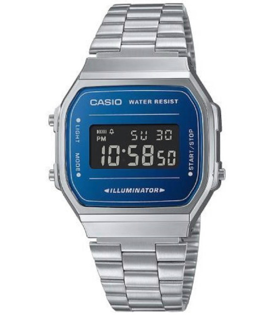 Reloj Digital Vaporwave Vintage Plateado Azul Negro CASIO - A168WEM-2BEF