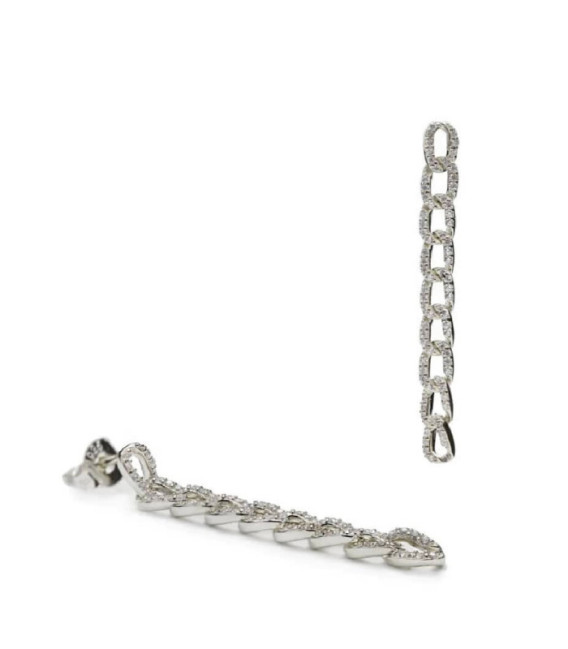 Pendientes largos diseño de cadena con circonitas - 18682-A