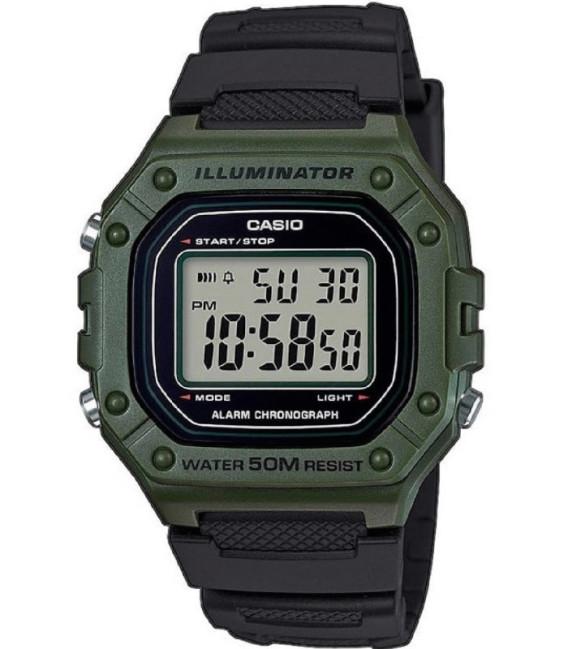 Reloj Digital Negro y Verde Caza CASIO Collection - W-218H-3AVEF