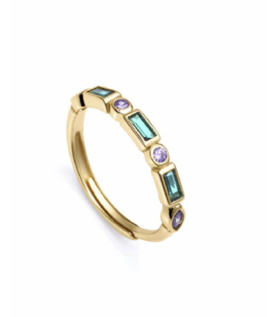 Anillo Plata de Ley Chapado oro Piedras Verdes y Moradas ELEGANT VICEROY FASHION - 9120A013-39