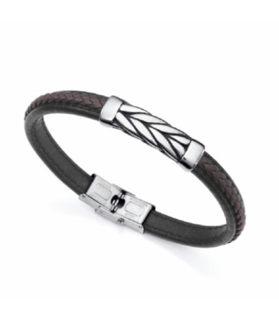 Pulsera Hombre Acero y Piel Negra y Marron VICEROY FASHION - 14069P01011