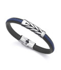 Pulsera Hombre Acero y Piel Negra y Azul VICEROY FASHION - 14069P01013