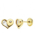 Pendientes Corazon Nacar y Circonita oro 18k - 20269