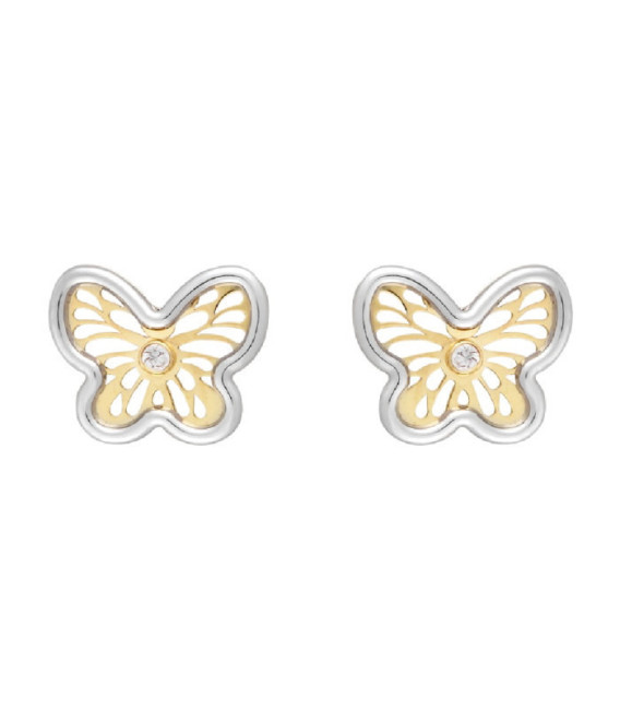 Pendientes Mariposa Oro Bicolor 18K - 20305