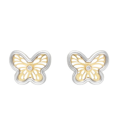 Pendientes Mariposa Oro Bicolor 18K - 20305