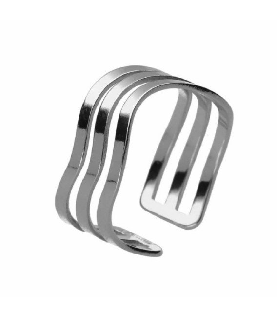 Anillo ajustable bandas plata - A4640-HA