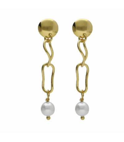 Pendientes largos perla bañados en oroPendientes largos perla bañados en oro - A4648-DT