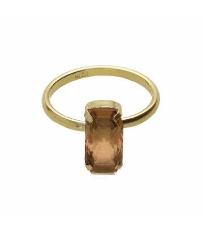 Anillo ajustable rectángulo color marrón bañado en oro - A4684-06DA