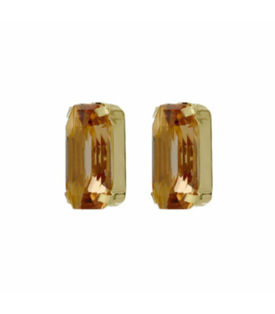 Pendientes pegados rectángulo color marrón bañados en oro - A4686-06DT