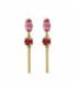 Pendientes largos cristales color rosa bañados en oro - A4703-04DT