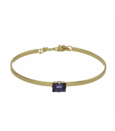 Pulsera rígida rectángulo color morado bañada en oro - A4706-12DP