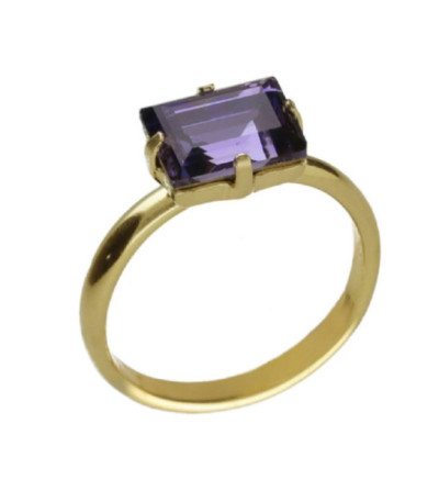 Anillo ajustable rectángulo color morado bañado en oro - A4709-12DA