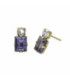 Pendientes pegados rectángulo color morado bañados en oro - A4712-12DT