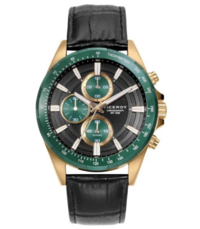 Reloj Hombre Crono Dorado y Cerámica Verde VICEROY - 401337-57