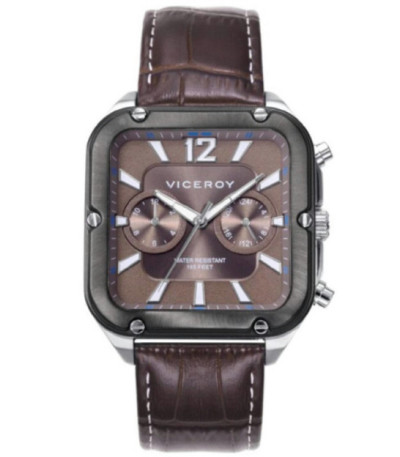 Reloj Hombre Cuadrado Multifunción Correa Piel VICEROY - 401325-15