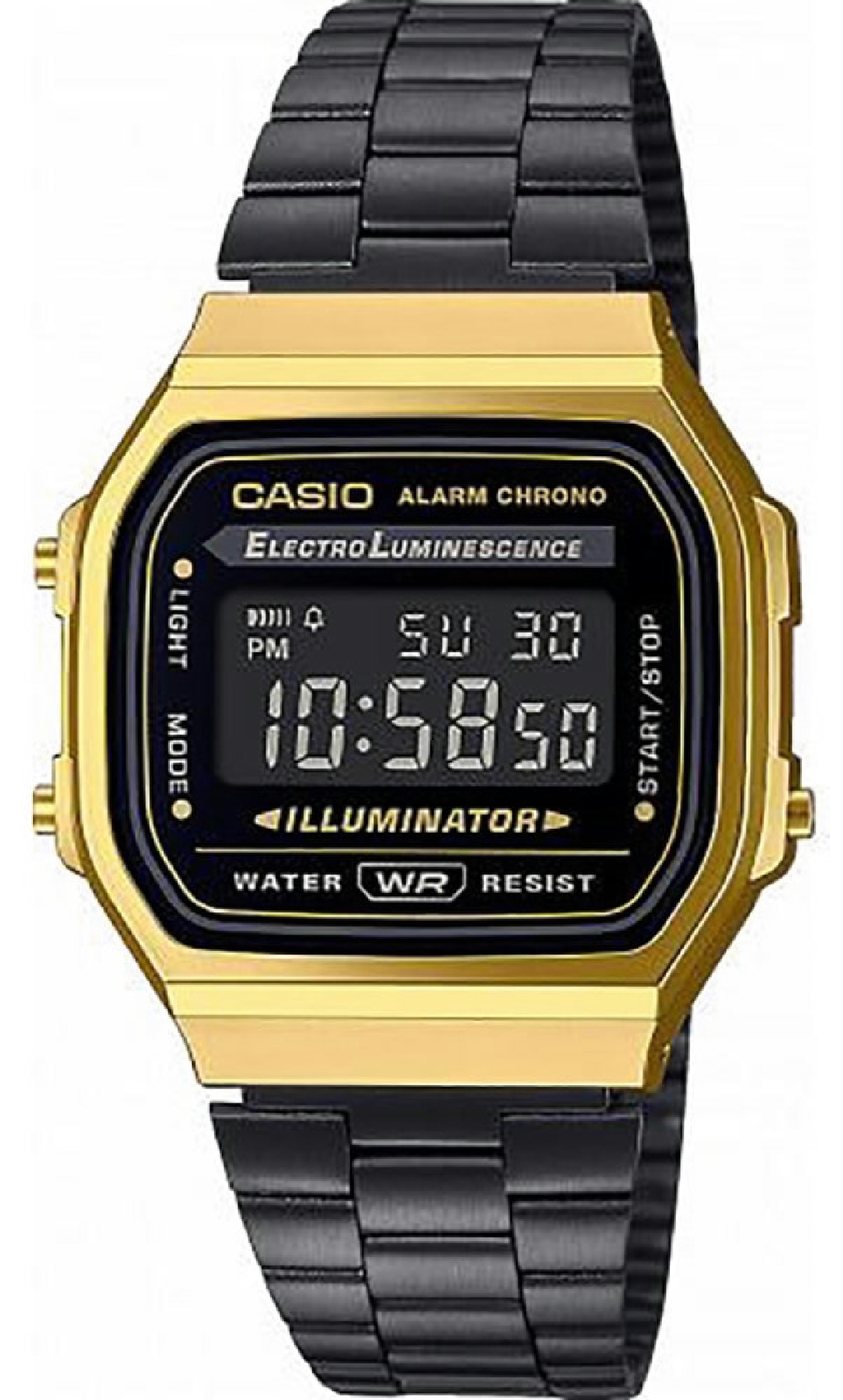 RELOJ CASIO MUJER DIGITAL DORADO Y CRISTAL NEGRO