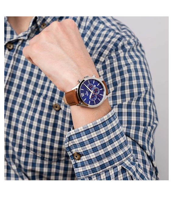 Reloj Hombre Crono Esfera Azul Correa Marrón FESTINA - F20542/3