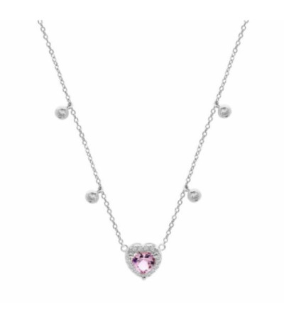 Collar Centro Corazón Piedra Rosa LOTUS SILVER - LP3589-1/1