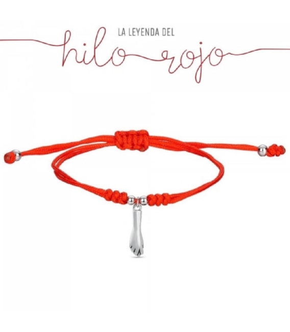 Pulsera Nudos Hilo Rojo Higa Puño Plata 925 - 9109251