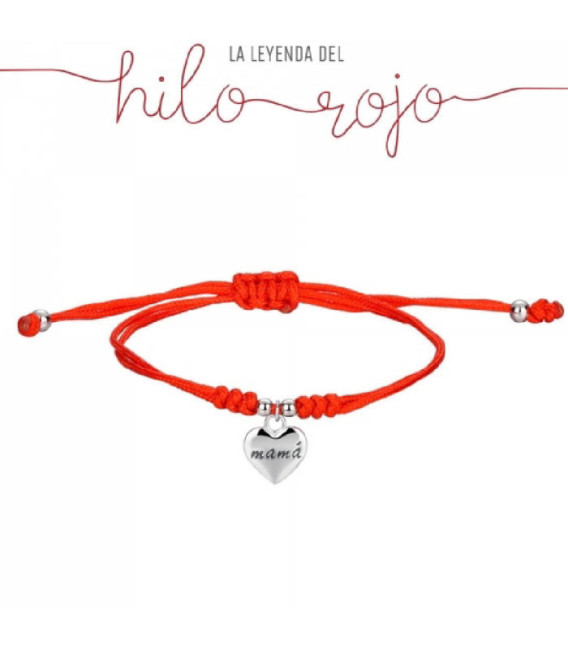 Pulsera Nudos Hilo Rojo Corazón Mamá Plata 925 - 9116287