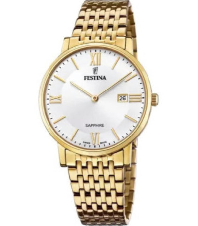 Reloj Hombre Acero Dorado FESTINA SWISS MADE - F20020/1