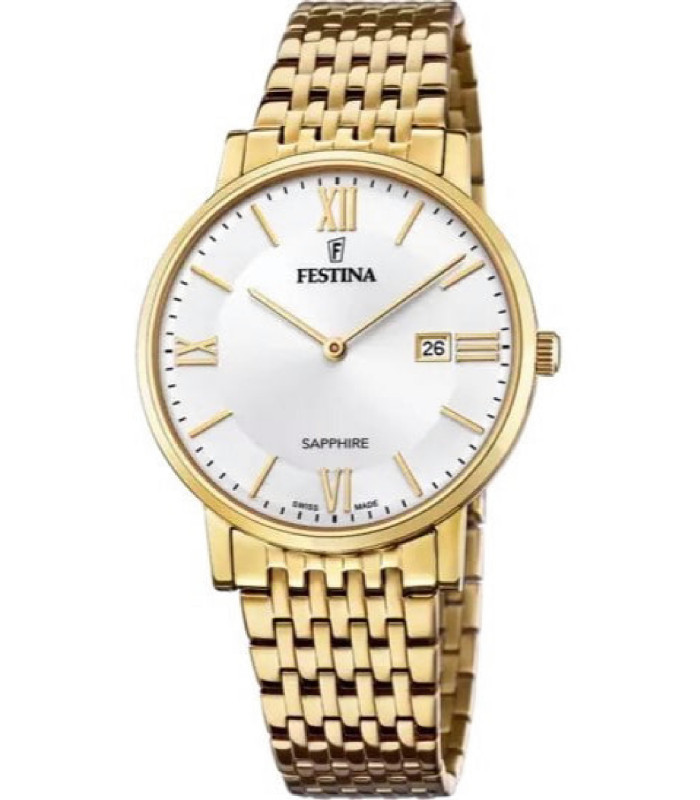 Reloj Hombre Acero Dorado FESTINA SWISS MADE - F20020/1 - Torres Joyería